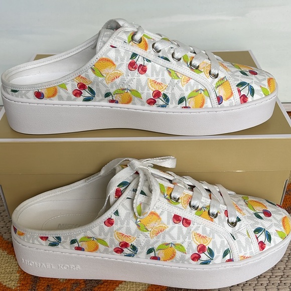 Michael Kors POPPY SLIDE SNEAKERS 
FRUIT PAINT MK SIG SM
49T4POFP1Q Platforms - Picture 2 of 16